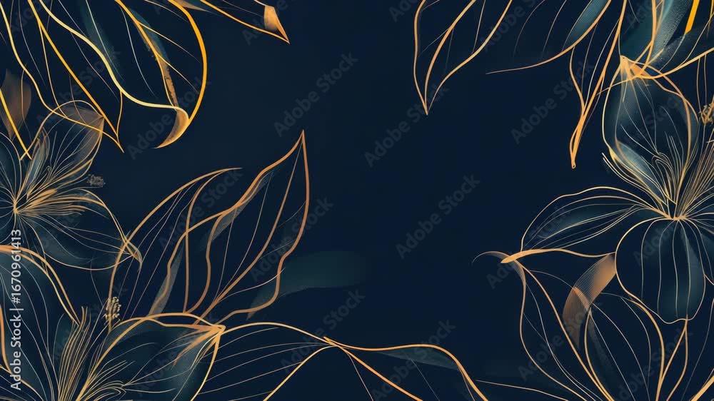 Poster Vivid floral pattern in a square shape on a dark background, featuring abstract and symmetrical elements that draw the eye across the entire graphic.