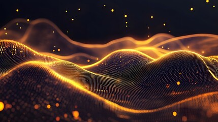 Abstract gold and dark design with textured waves.