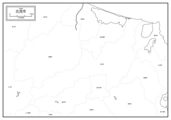 北海道北見市の白地図データ
