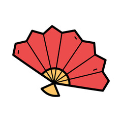 Vibrant Red Decorative Fan with Elegant Design