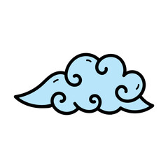 Blue Decorative Cloud Element with Smooth Curves