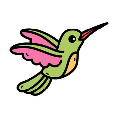 Colorful Hummingbird with Pink Wings in Flight