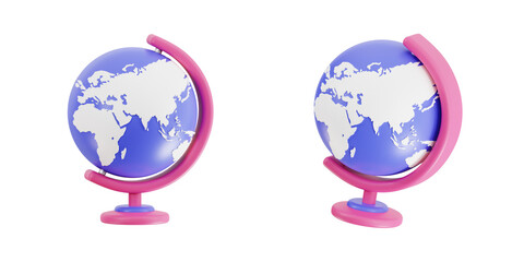 3D World Globe Icon for Travel, Geography, and Global Business