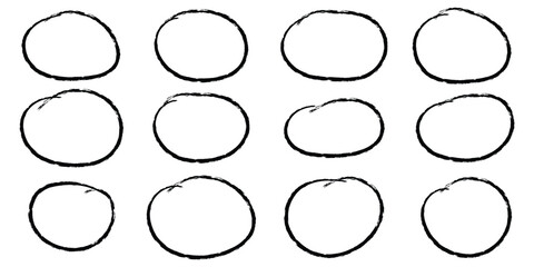 hand drawing different circles isolated on the transparent background, Handwritten red circle. For marking text, numbers, marker pen, pencil, logo, hand-drawn doodle grunge circle highlights. EPS 10. 