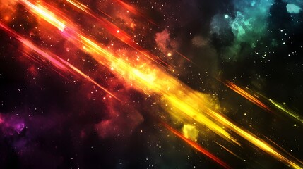 Colorful abstract cosmic design with streaks of light.