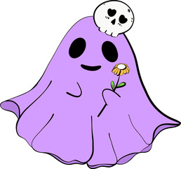 Clipart hand drawn for Halloween decoration, ghost. cute hand drawn design for print, wallpaper, fabric design and deco celebration. Vector file.
