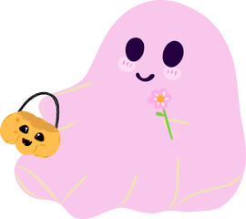 Clipart hand drawn for Halloween decoration, ghost. cute hand drawn design for print, wallpaper, fabric design and deco celebration. Vector file.
