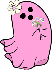 Clipart hand drawn for Halloween decoration, ghost. cute hand drawn design for print, wallpaper, fabric design and deco celebration. Vector file.
