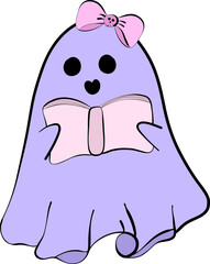 Clipart hand drawn for Halloween decoration, ghost. cute hand drawn design for print, wallpaper, fabric design and deco celebration. Vector file.
