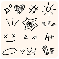 Bold Hand-Drawn Black and White Doodle Icons