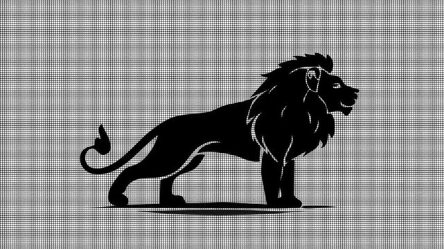 Black stallion running  lion silhouette vector illustration