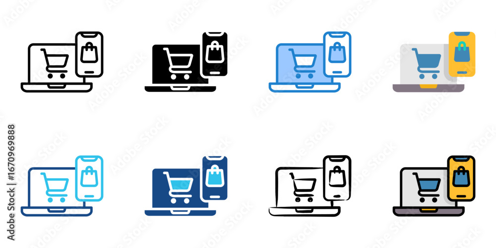 Poster ecommerce icon set multiple style collection