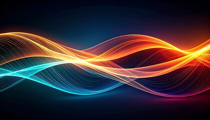 Abstract glowing wave forms, dark background