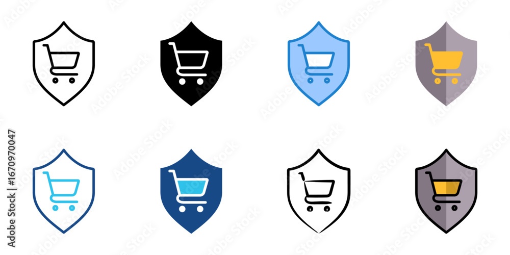 Poster secure icon set multiple style collection