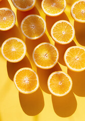 Orange fruits on a orange back