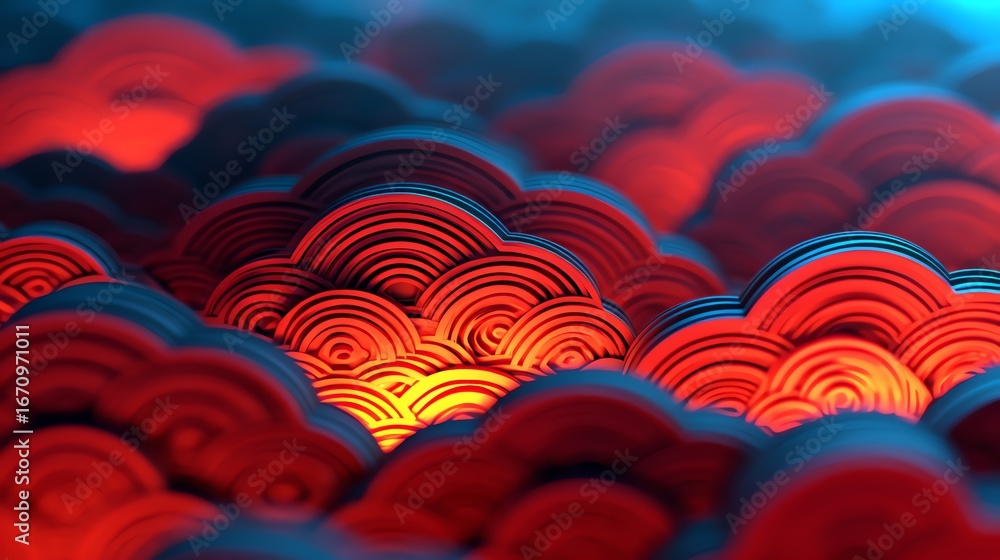Aufkleber an abstract composition of layered, concentric forms evokes a sense of depth and rhythmic visual flo