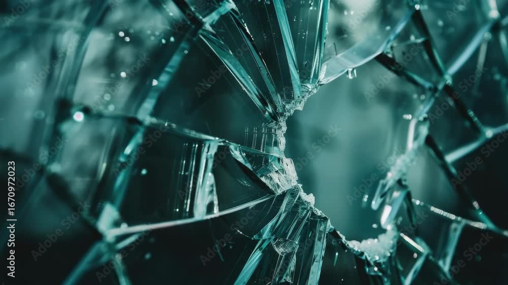 Poster various shards of glass, creating a sense of fragility or danger.