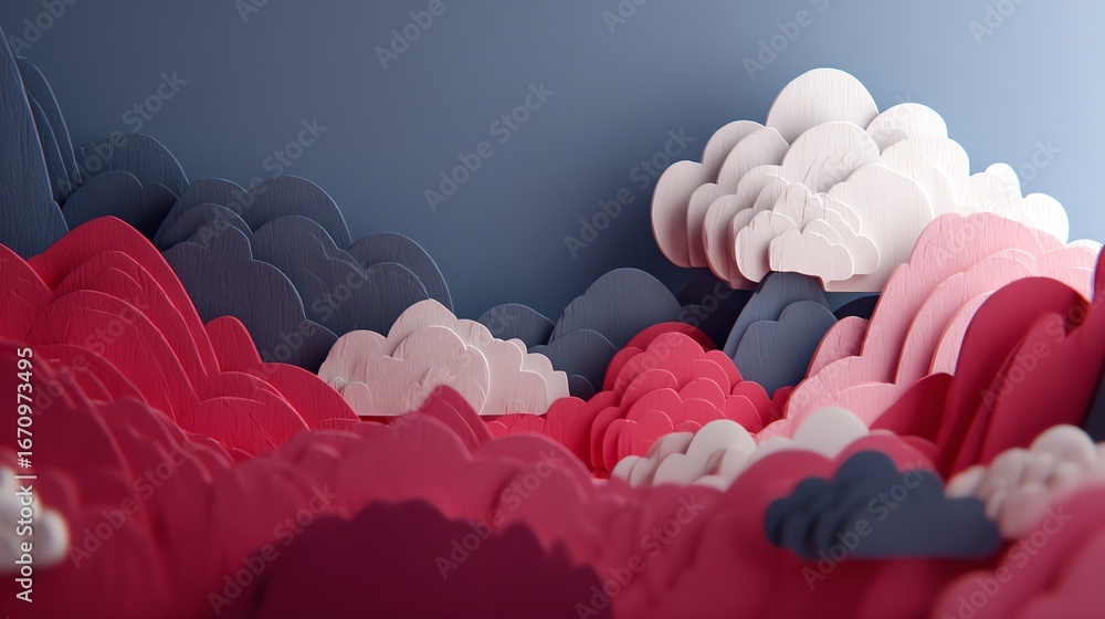 Aufkleber an abstract landscape unfolds in layered forms, evoking a sense of dreamlike serenity through its so