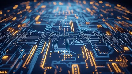 Obraz premium Abstract illustration of intricate circuit pathways.