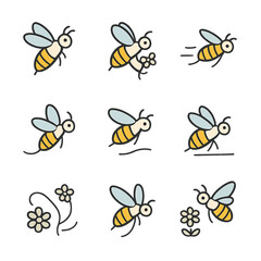 Pollination and Bee Activities Pictograms