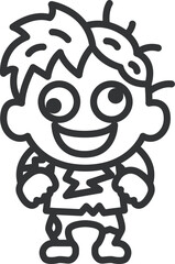 ゾンビのキャラクターのアイコン（線画）のイラスト