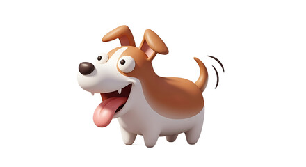 Fototapeta premium Cheerful Cartoon Dog with Brown and White Fur.