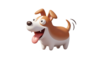 Cheerful Cartoon Dog with Brown and White Fur.