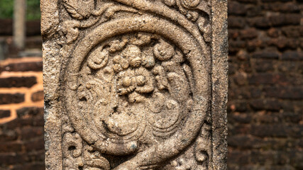 Ancient City ruins Decoration Stone Carving in Polonnaruwa
