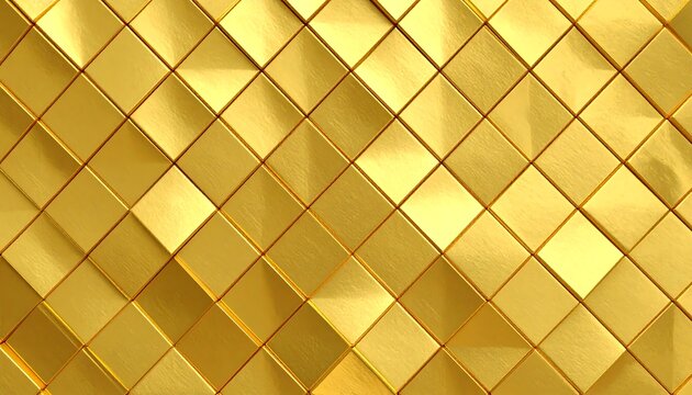 Abstract geometric pattern of gold squares with subtle depth and lighting