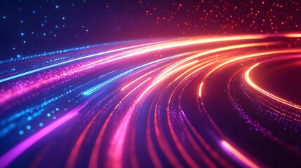 Obraz premium Abstract design with vibrant glowing lines and particles.