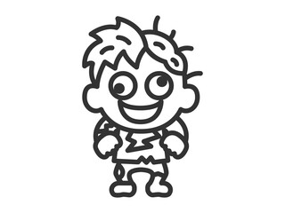 ゾンビのキャラクターのアイコン（線画）のイラスト