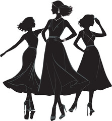 silhouettes of dancing girls