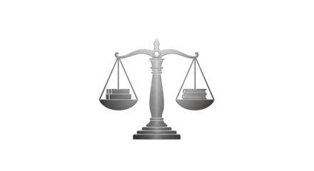 Symbolic scales of justice with books to represent legal balance