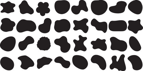 organic, shape, blob, form, abstract, fluid, irregular, natural, smooth, rounded, silhouette, black, white, background, design, element, graphic, illustration, vector, collection, set, pattern, textur