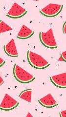 Watermelon slices pattern on pink background