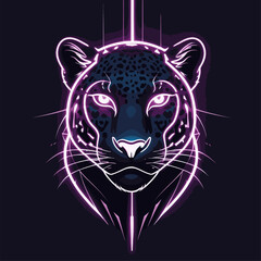 leopard head vector as neon logo