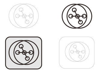 Set of four abstract circular icons representing a core concept, possibly related to communication or networks