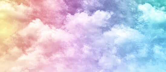 Pastel colored sky with fluffy cloudscape.