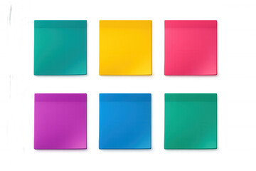 Fototapeta premium Colorful sticky notes arranged neatly, displaying bright paper messages against transparent surface for organizing thoughts and creative planning
