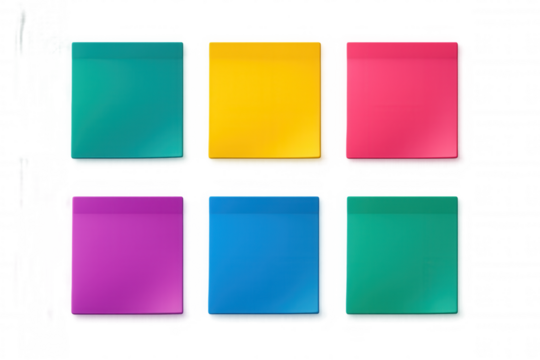 Colorful sticky notes arranged neatly, displaying bright paper messages against transparent surface for organizing thoughts and creative planning - Powered by Adobe