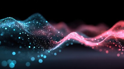 Abstract digital landscape with glowing particles