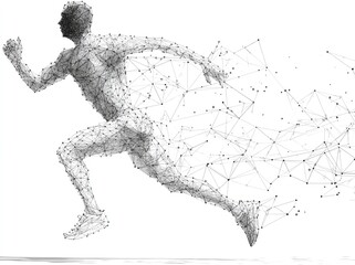 Abstract running figure, polygonal style