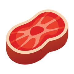Cartoon style raw steak vector illustration, isolated on white