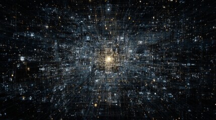 Quantum Computer technology. Quantum innovation technology. Artificial intelligence. Digital big data visualization. Quantum computer tech background.