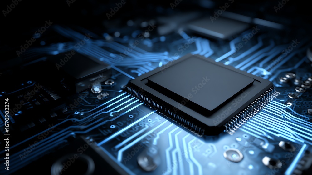 Aufkleber a detailed close-up showcases a central processing unit, highlighting the intricate network of circu