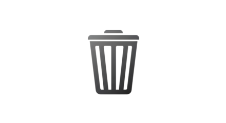 Stylized metallic trash bin icon on a plain black background scene