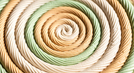 Fototapeta premium A detailed close-up of a textured pastel spiral pattern The soft natural colors and intricate textures create a calming and organic abstract visual experience