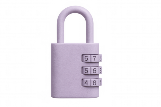 Closed combination padlock securing valuable information with transparent background, emphasizing data protection and security