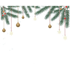 christmas background with fir branches and balls