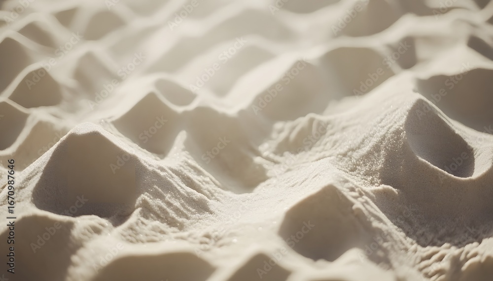 Poster the image shows a close-up view of textured white sand dunes with shadows and highlights indicating 